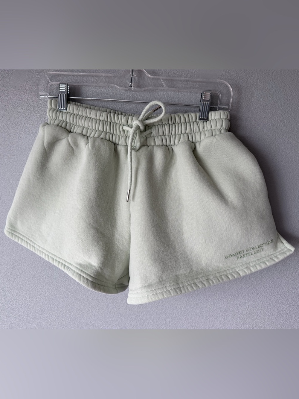 Comfrt light green pastel collection high rise sweat shorts Women’s sz XS-S?